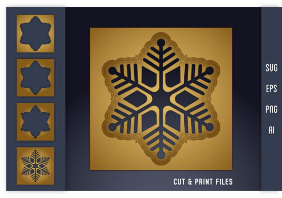 3D Layered Christmas Snowflakes: 3D SVG for Shadow Boxes