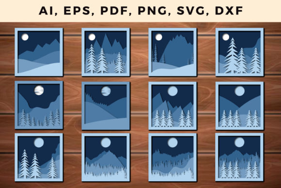 3D SVG Christmas: Multi Layer Mountain Bundle