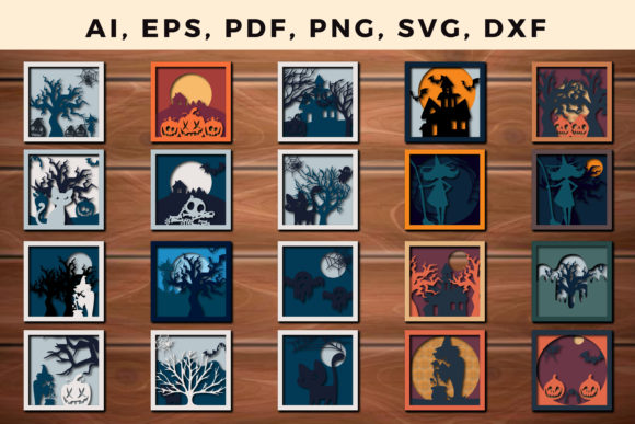 3D SVG Shadow Boxes: Multi Layer Halloween Cut Bundle