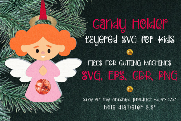 Angel Christmas Ornament Candy Holder 3D SVG