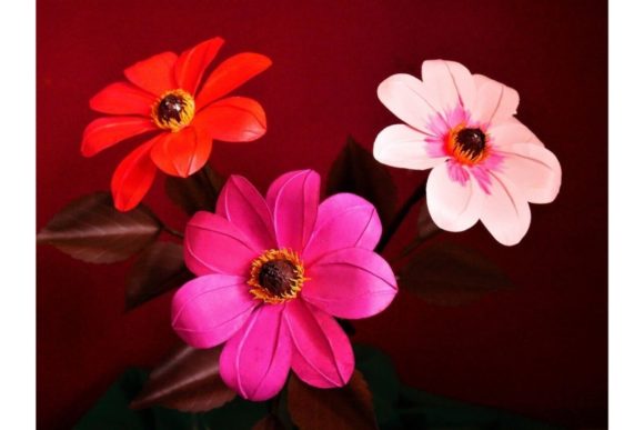 Dahlia Coccinea 3D SVG: Paper Flowers for Branding