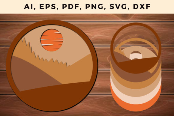 Layered Mountain Cut SVG: 3D Shadow Box Art
