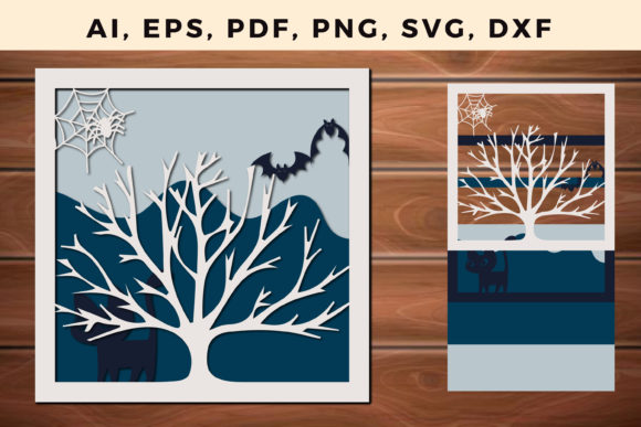 Multi Layer Halloween Decorations SVG for 3D Shadow Boxes