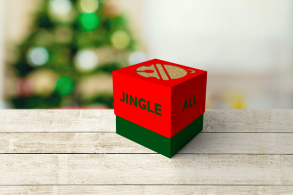 Sleigh Bell Cube Box 3D SVG for Christmas Content