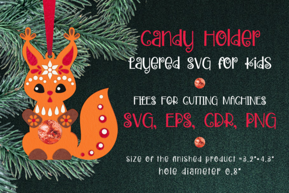 Squirrel Christmas Ornament Candy Holder 3D SVG