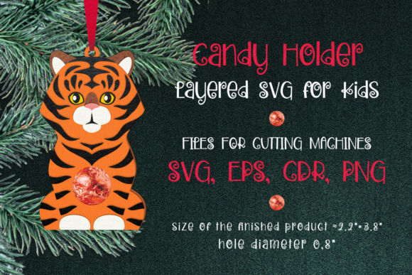Tiger Christmas Ornament Candy Holder 3D SVG