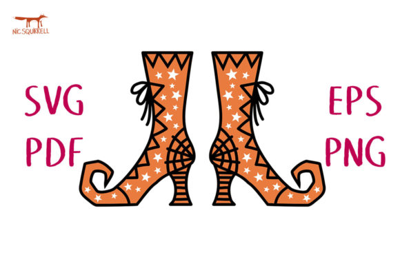 Witch Feet SVG Cut File Template: 3D Halloween Asset